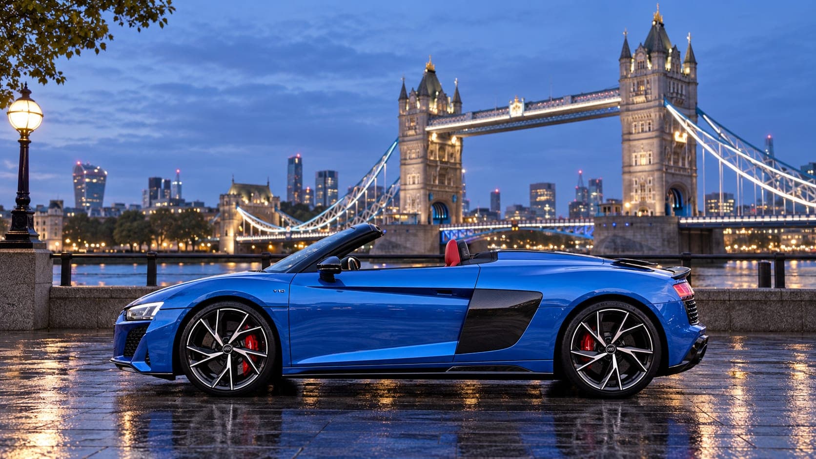 Audi R8 Spyder by Tower Bridge