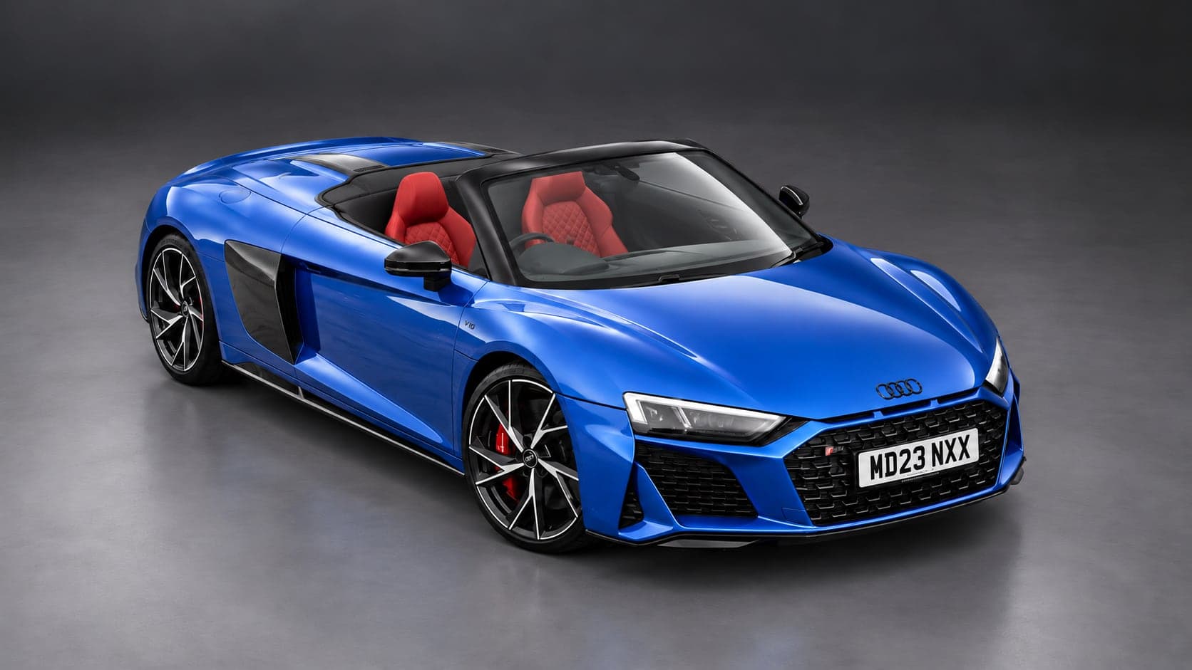 Audi R8 Spyder — elevated front, studio