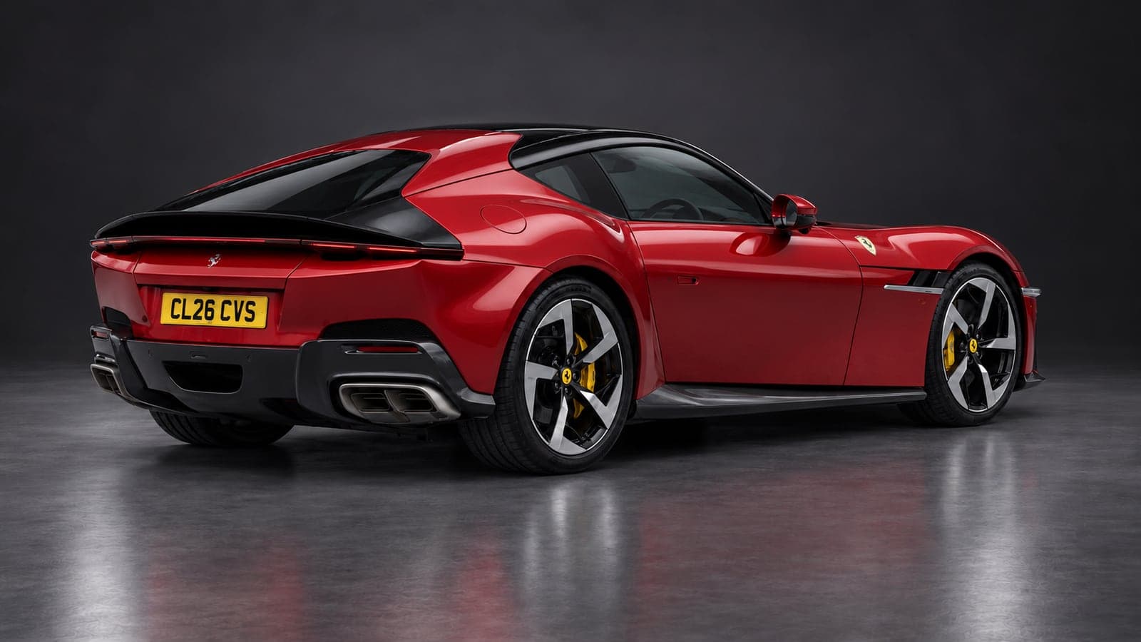 Red Ferrari 12Cilindri, rear three-quarter, joining CVS Car Hire soon