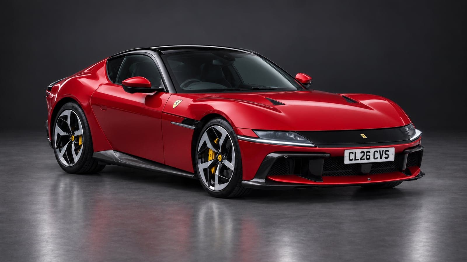 Red Ferrari 12Cilindri, front three-quarter — V12 grand tourer, joining CVS Car Hire soon