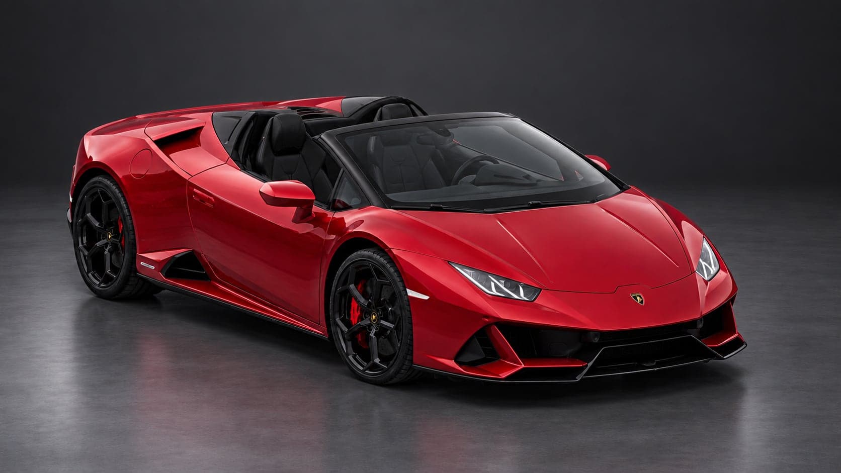 Lamborghini Huracán Evo Spyder — elevated front, studio