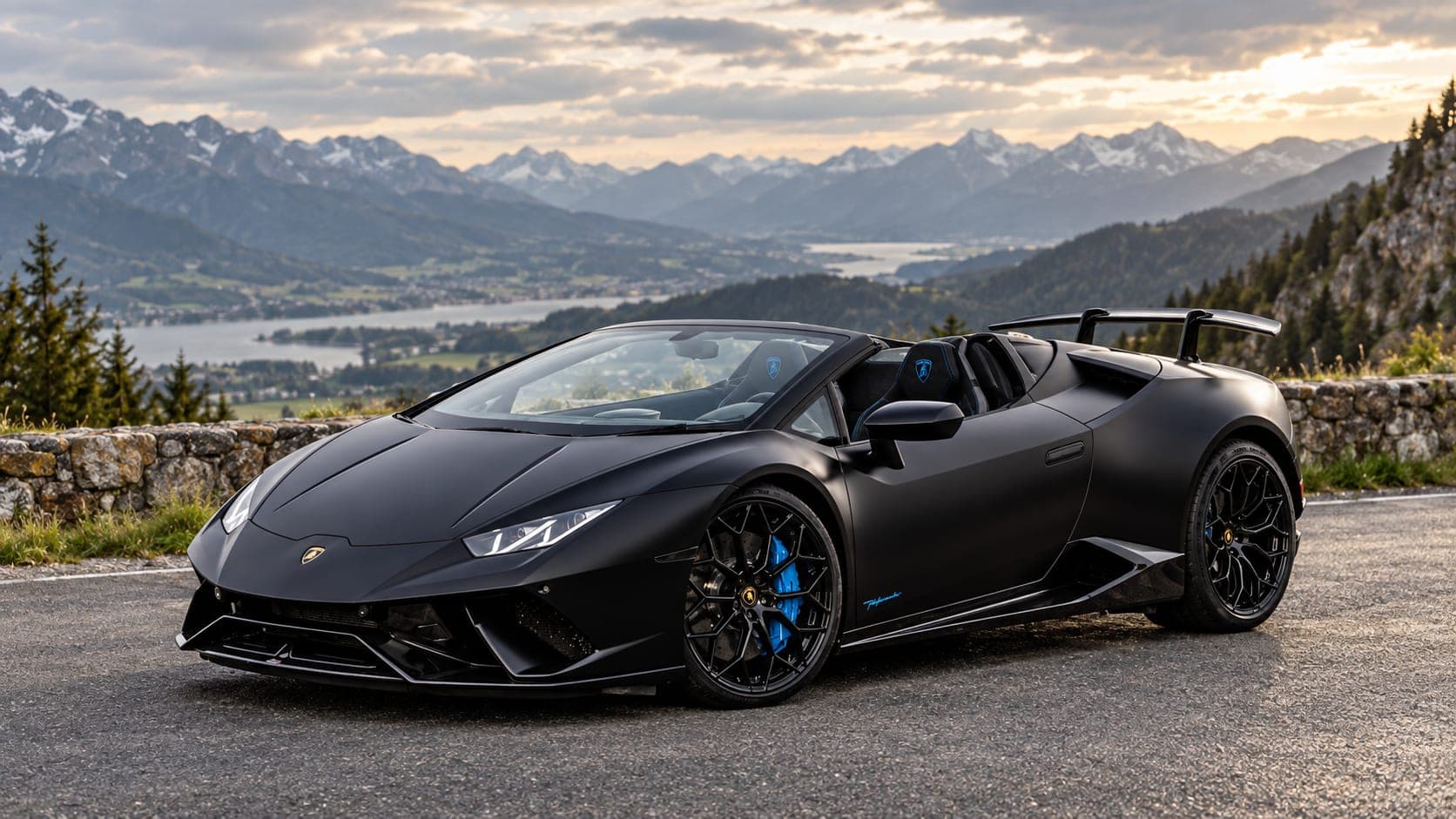 Lamborghini Huracán by an alpine lake
