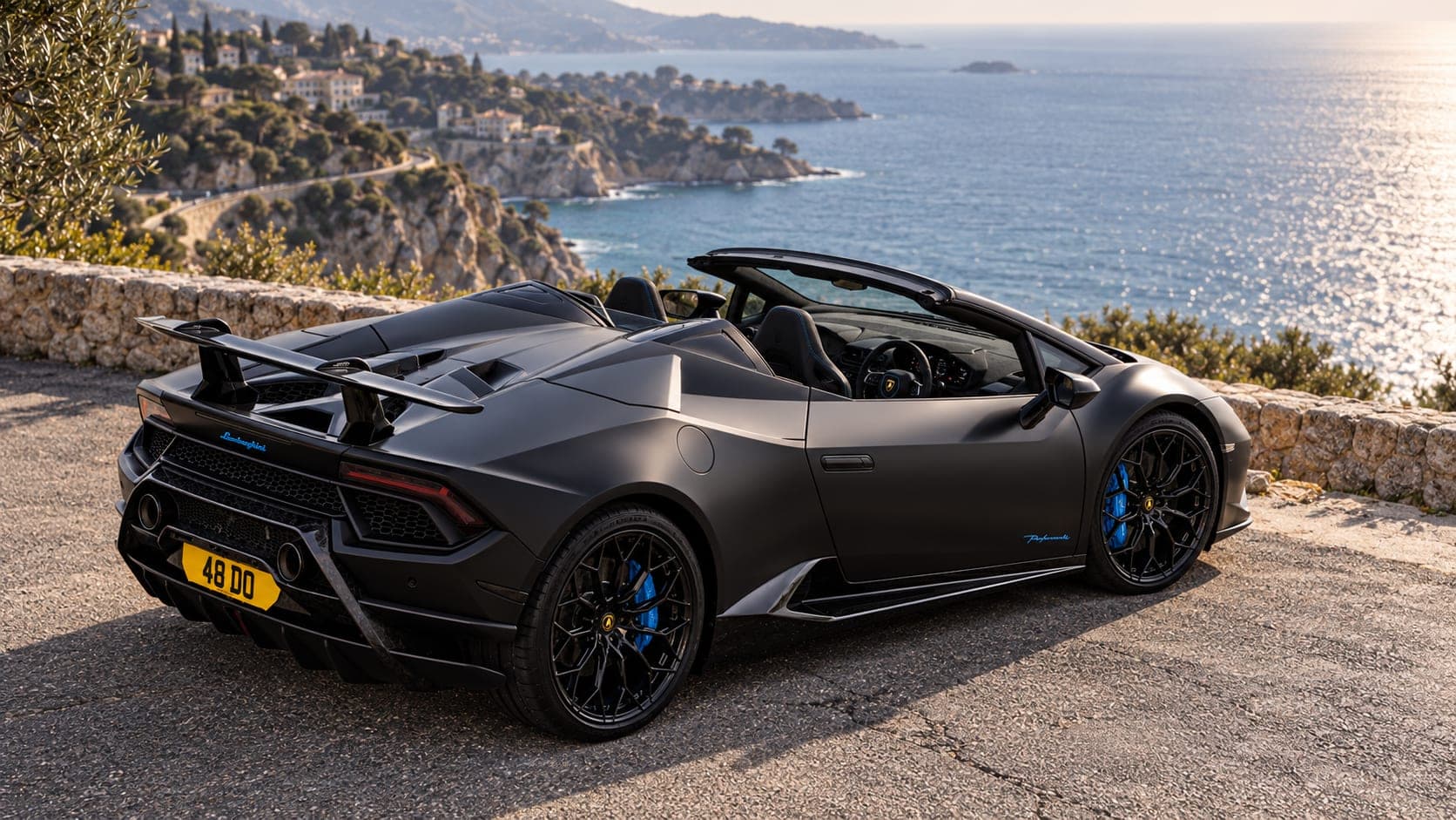 Lamborghini Huracán Performante Spyder on a coastal road