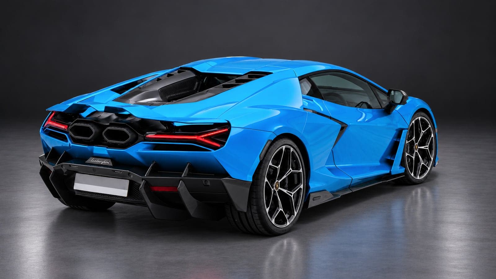 Lamborghini Revuelto — rear three-quarter, studio