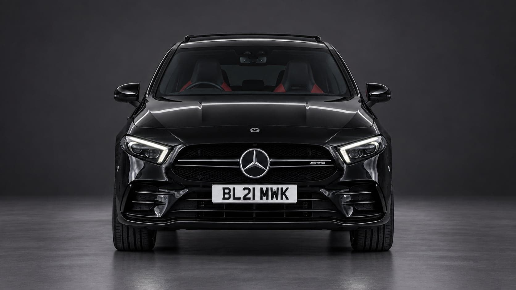 Mercedes-AMG A 35 — head-on, studio