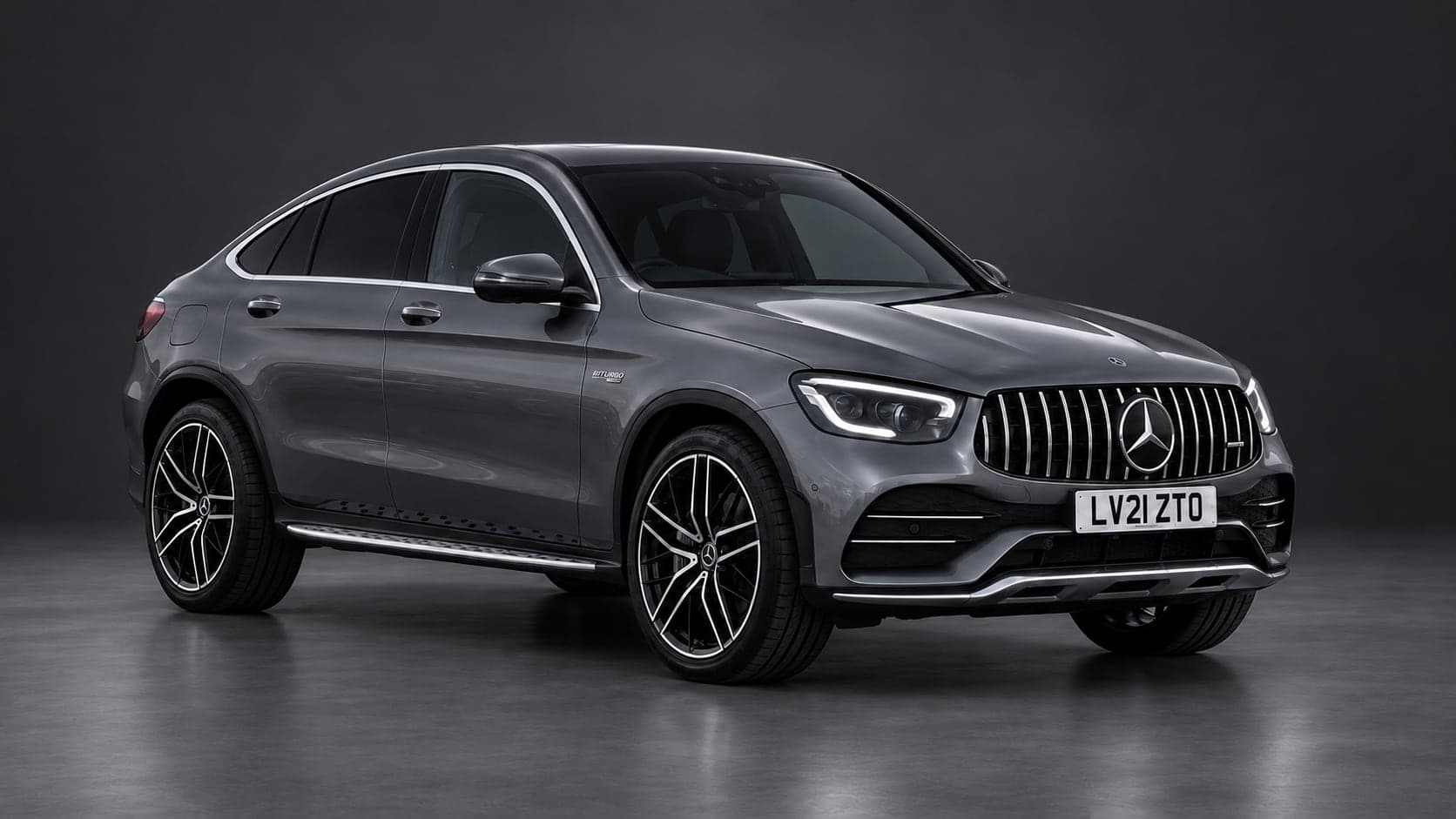 Mercedes-AMG GLC 43, front three-quarter — performance SUV hire from CVS Car Hire
