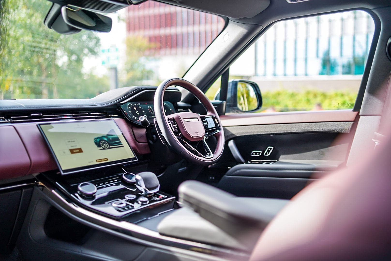 Range Rover Sport cabin with burgundy leather interior
