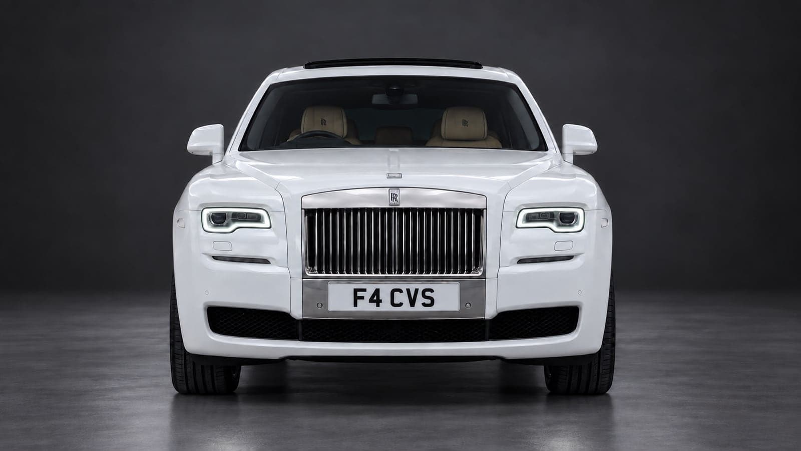 White Rolls-Royce Ghost — head-on, studio
