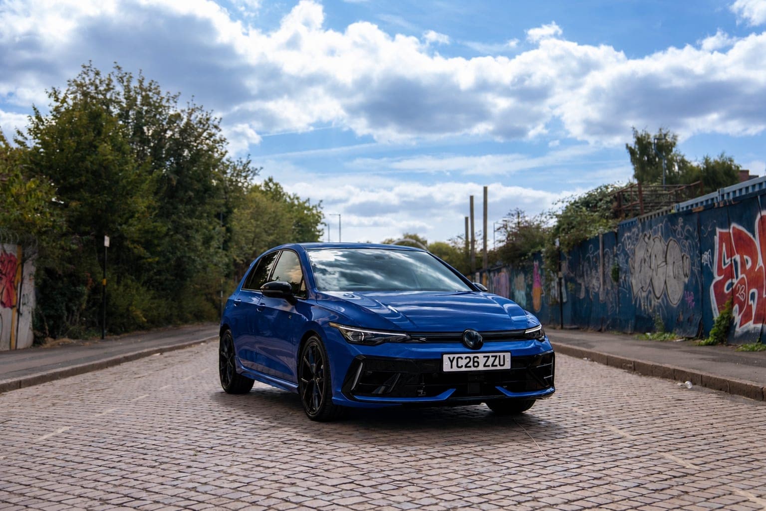 Front of the Lapiz Blue Volkswagen Golf R