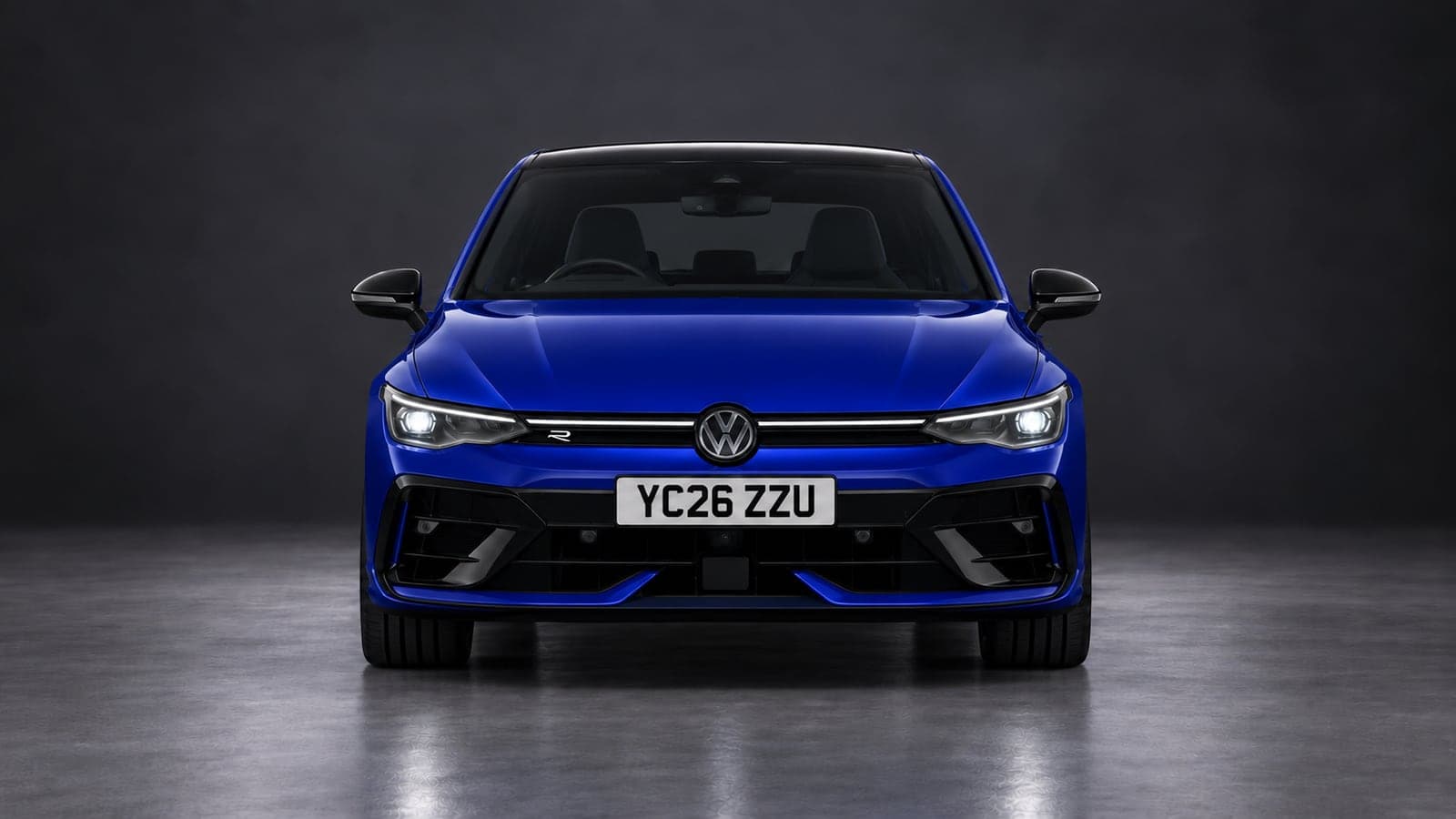 Lapiz Blue Volkswagen Golf R — head-on, studio