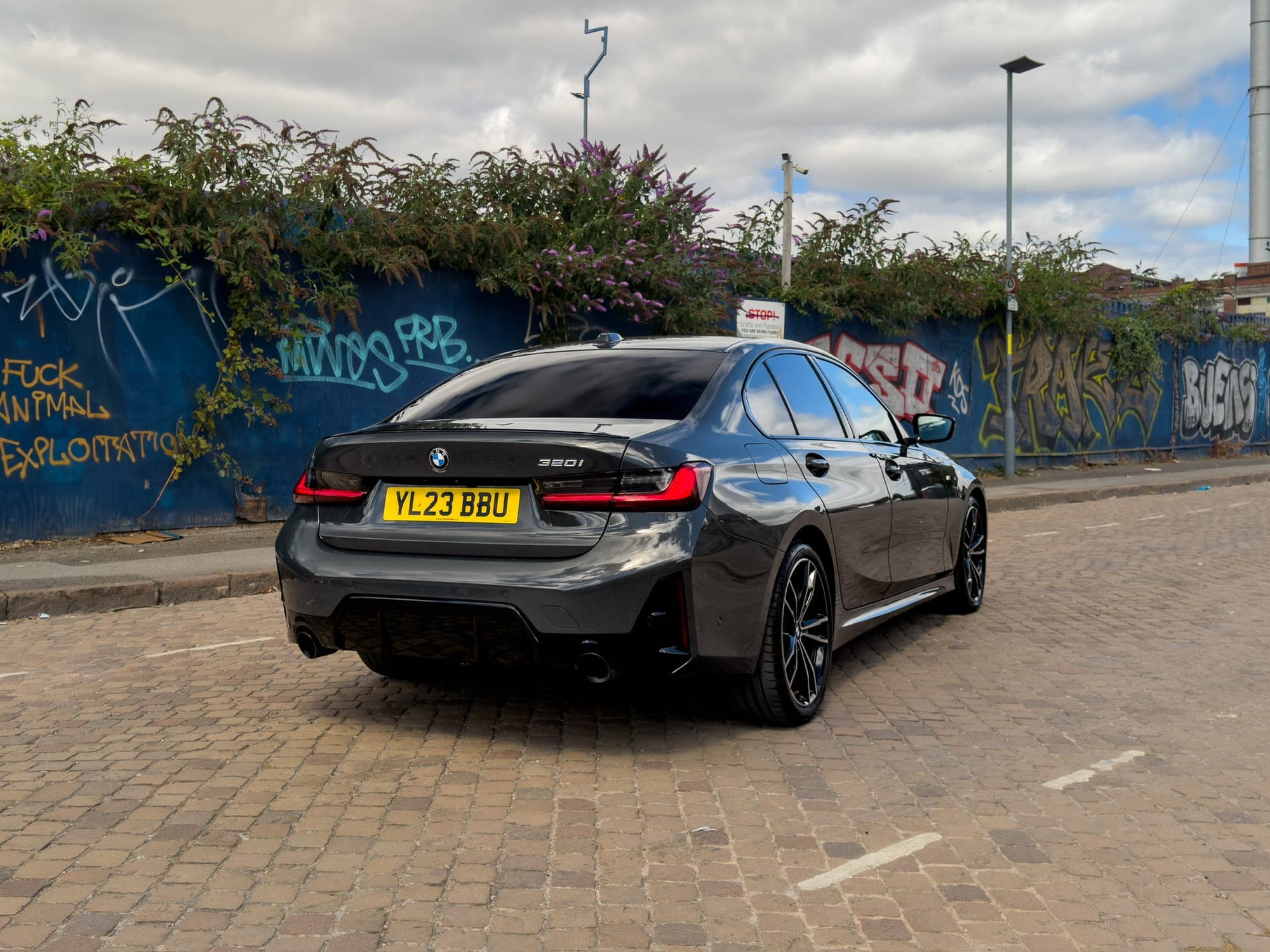 Rear three-quarter view of the BMW 3 Series