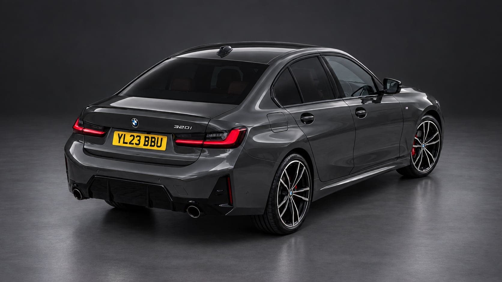 BMW 3 Series M Sport — elevated rear, studio