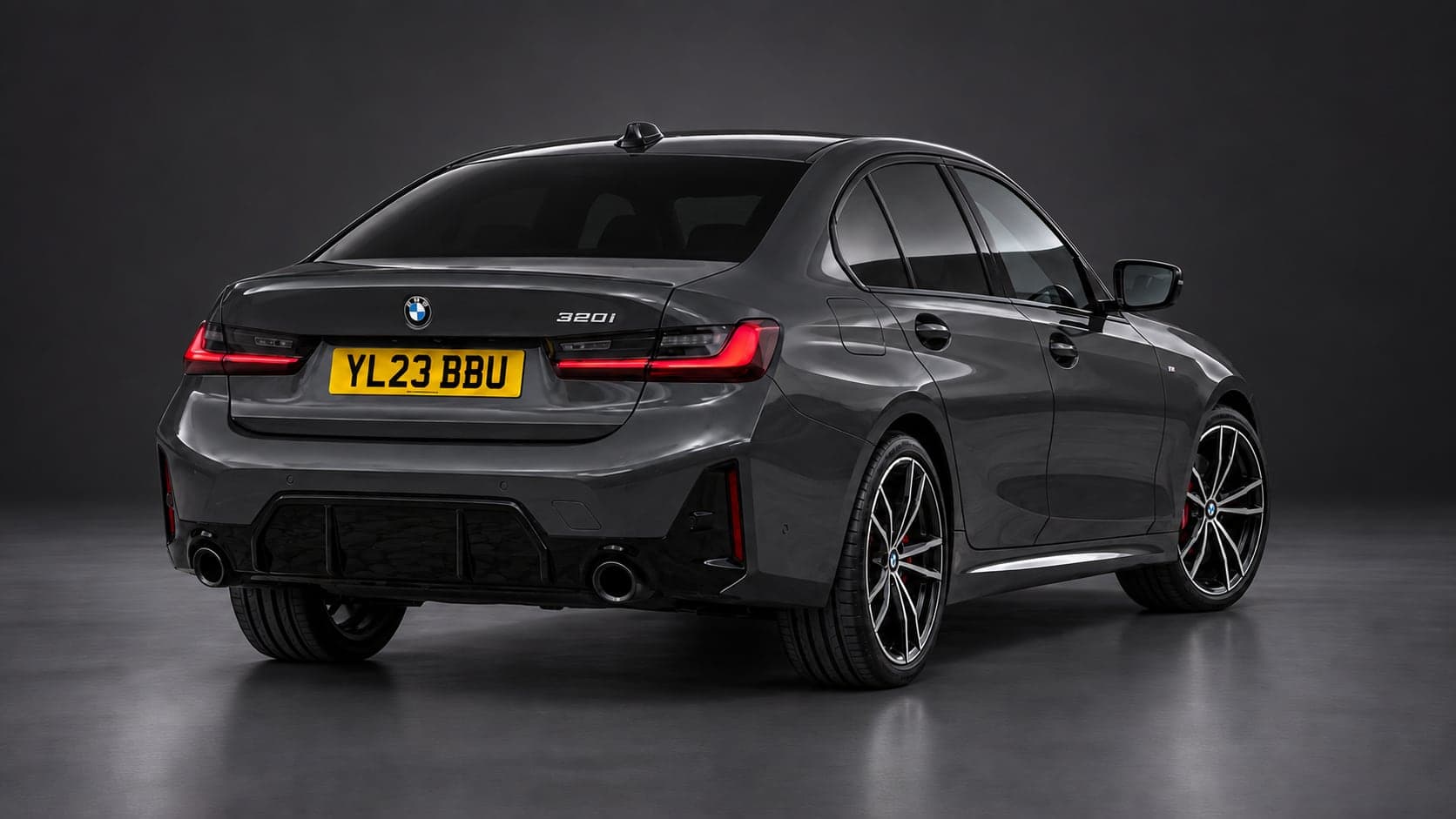 BMW 3 Series M Sport — rear three-quarter, studio