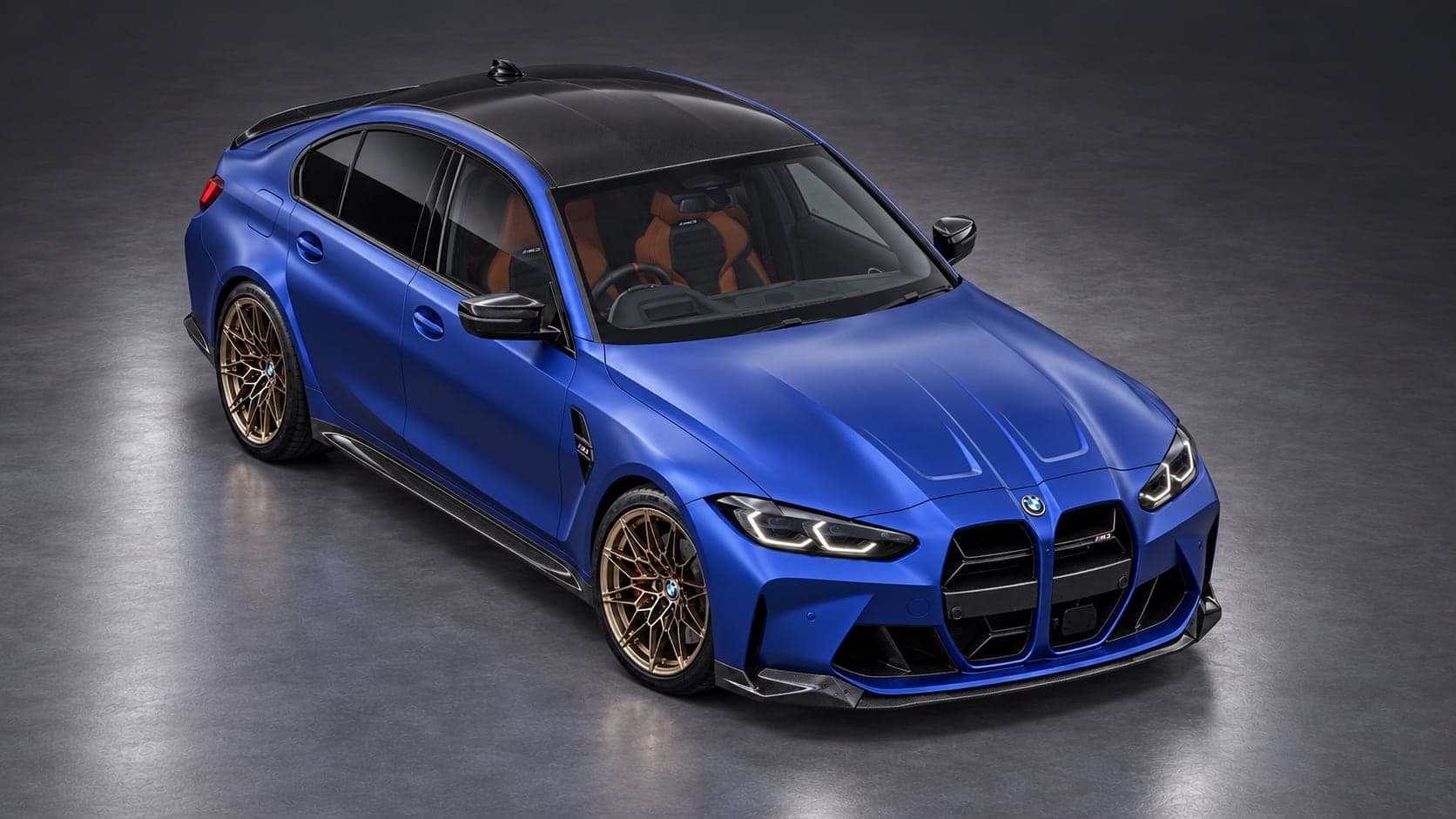 BMW M3, elevated front three-quarter, available to hire from CVS Car Hire