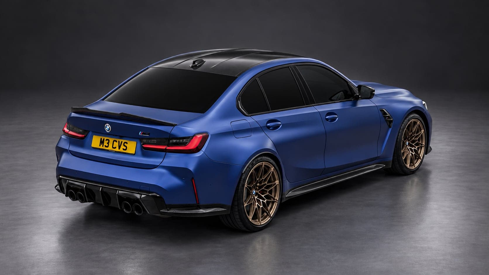 BMW M3 — elevated rear, studio