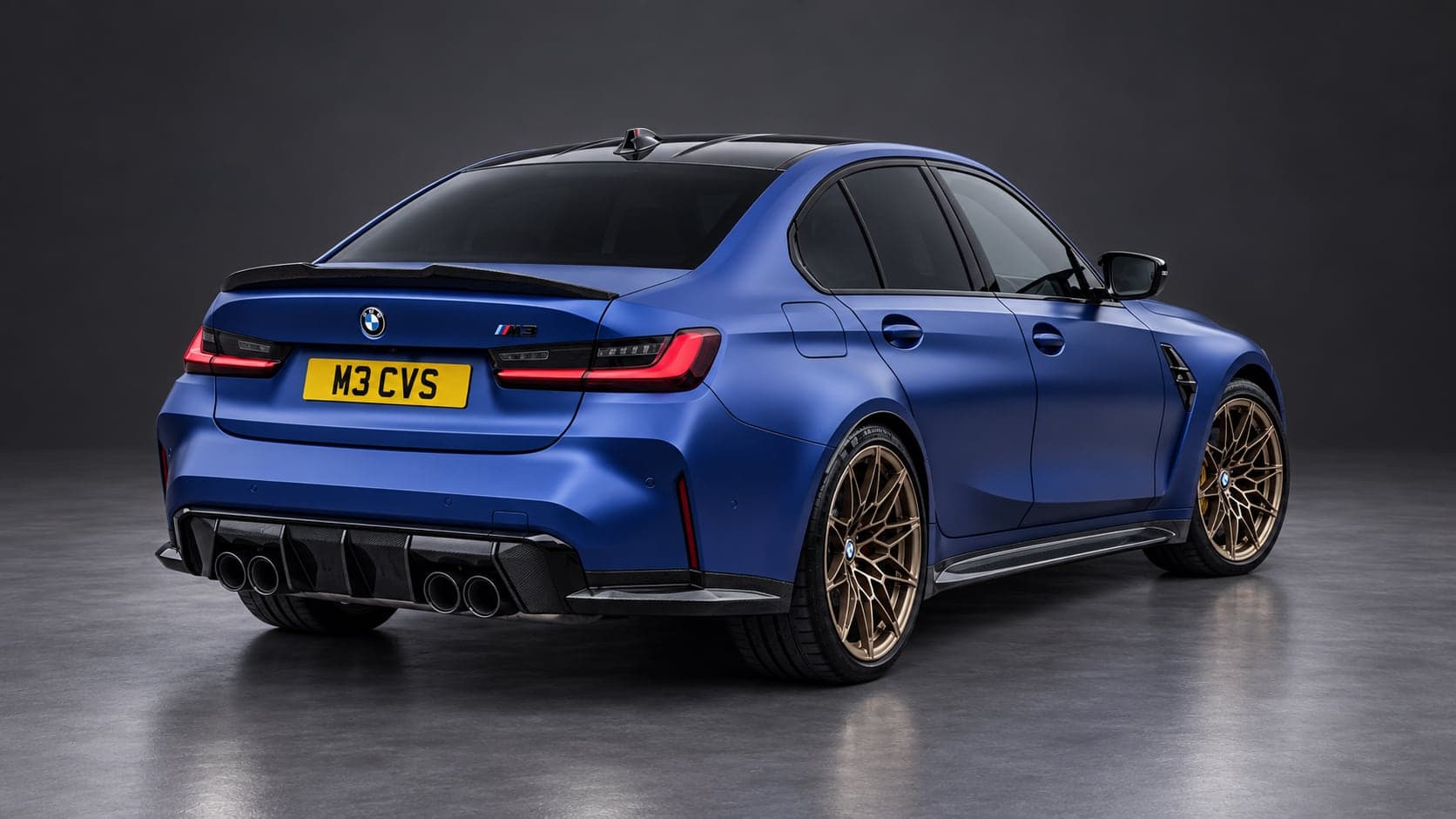BMW M3 — rear three-quarter, studio