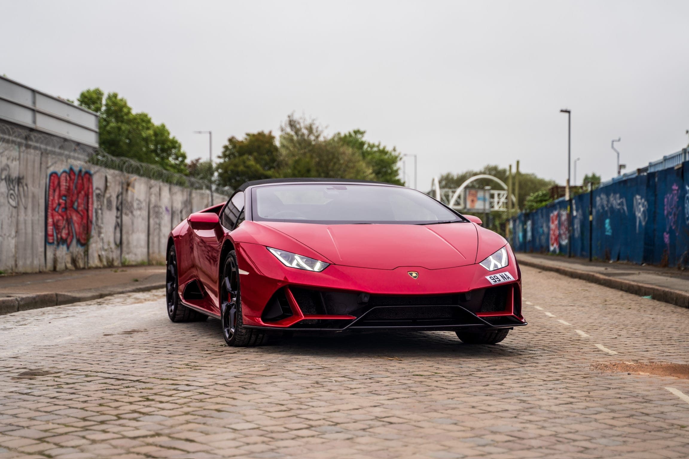 Red Lamborghini Huracán Evo Spyder for supercar hire at CVS Car Hire Birmingham
