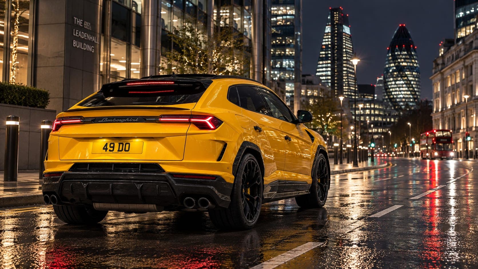 Lamborghini Urus Performante in the city at night