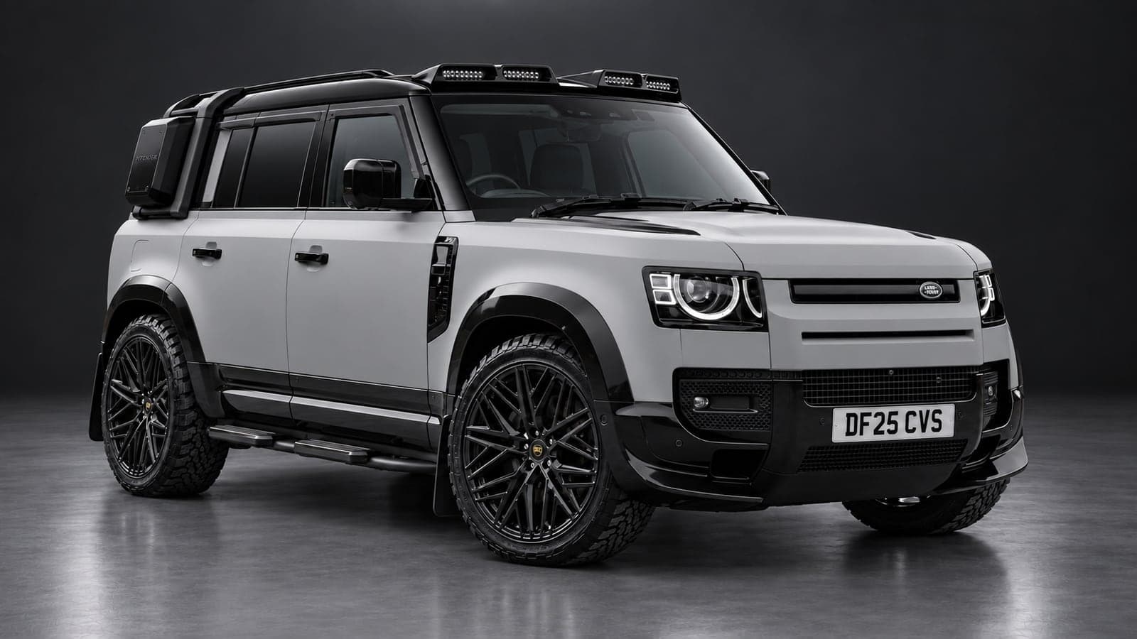 White Land Rover Defender, front three-quarter — luxury 4x4 hire from CVS Car Hire