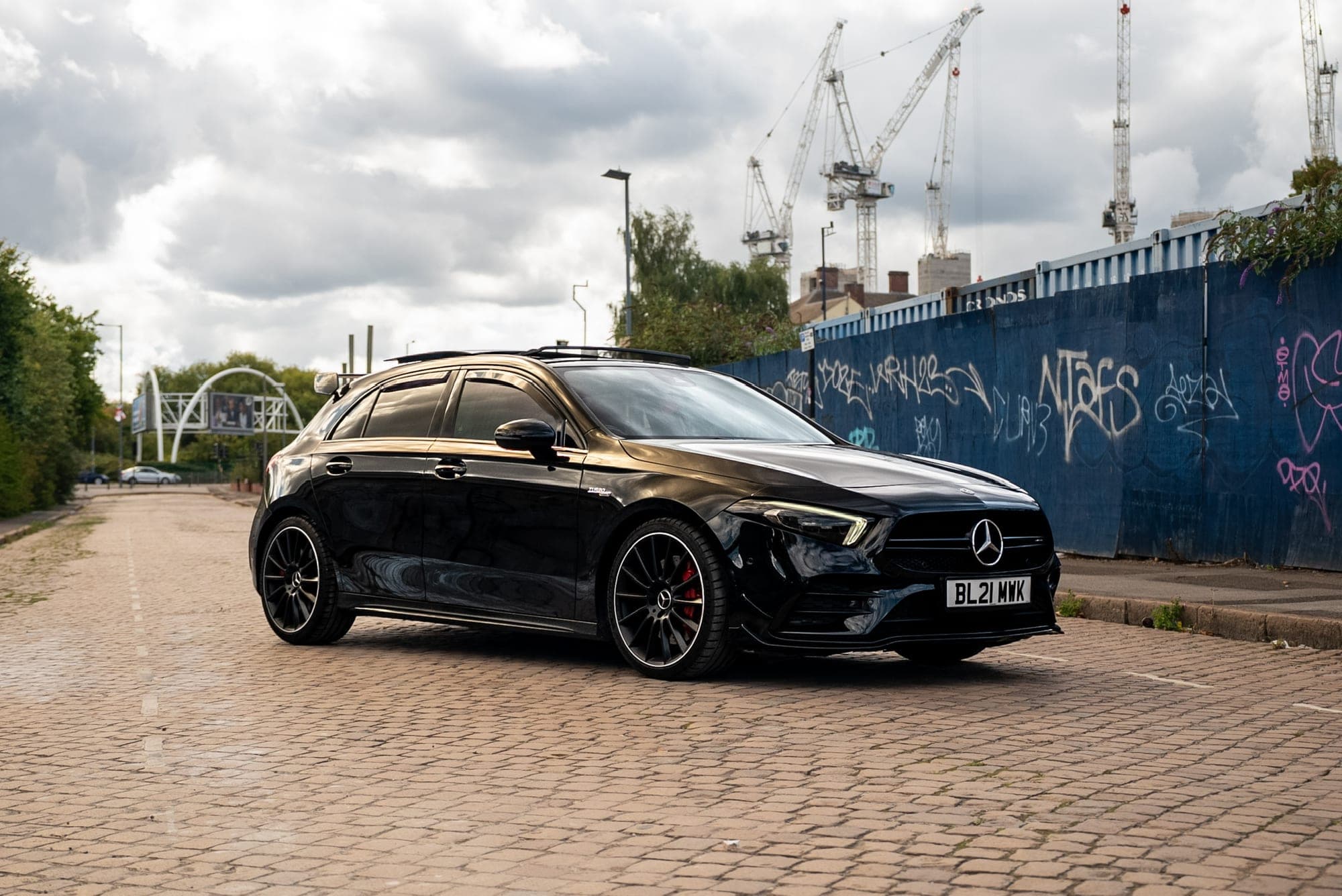 Rear three-quarter view of the Mercedes-AMG A 35