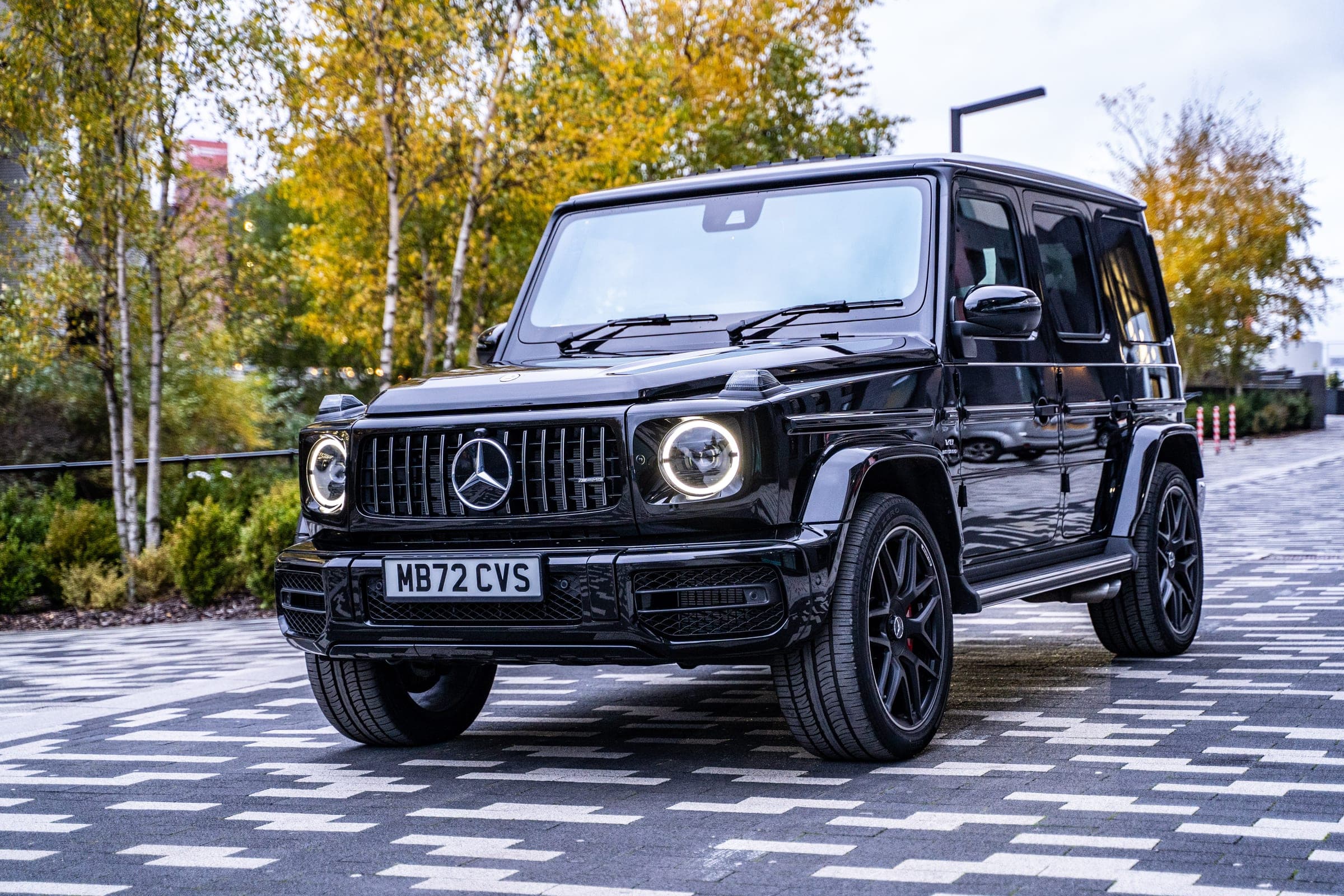 Black Mercedes-AMG G 63 for luxury 4x4 hire at CVS Car Hire Birmingham