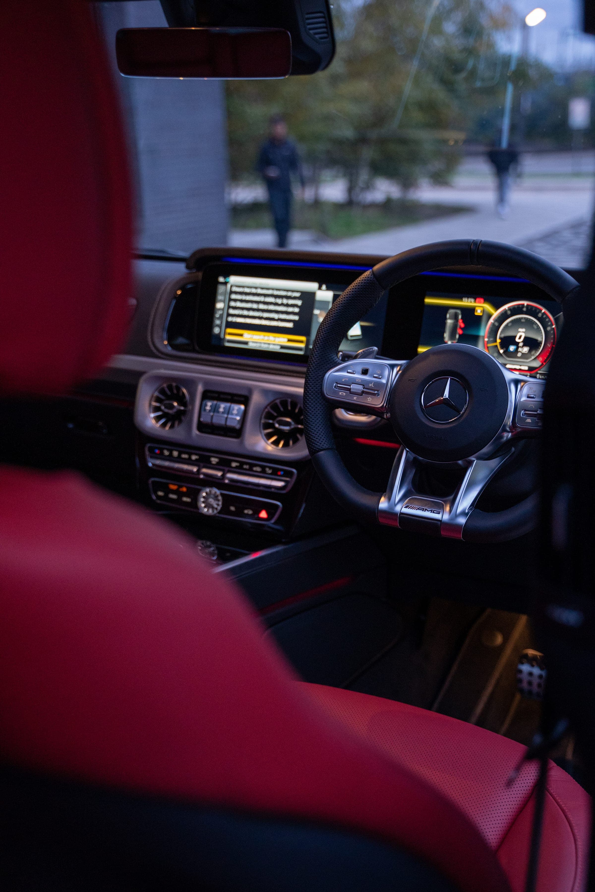 Mercedes-AMG G 63 dashboard with red leather interior