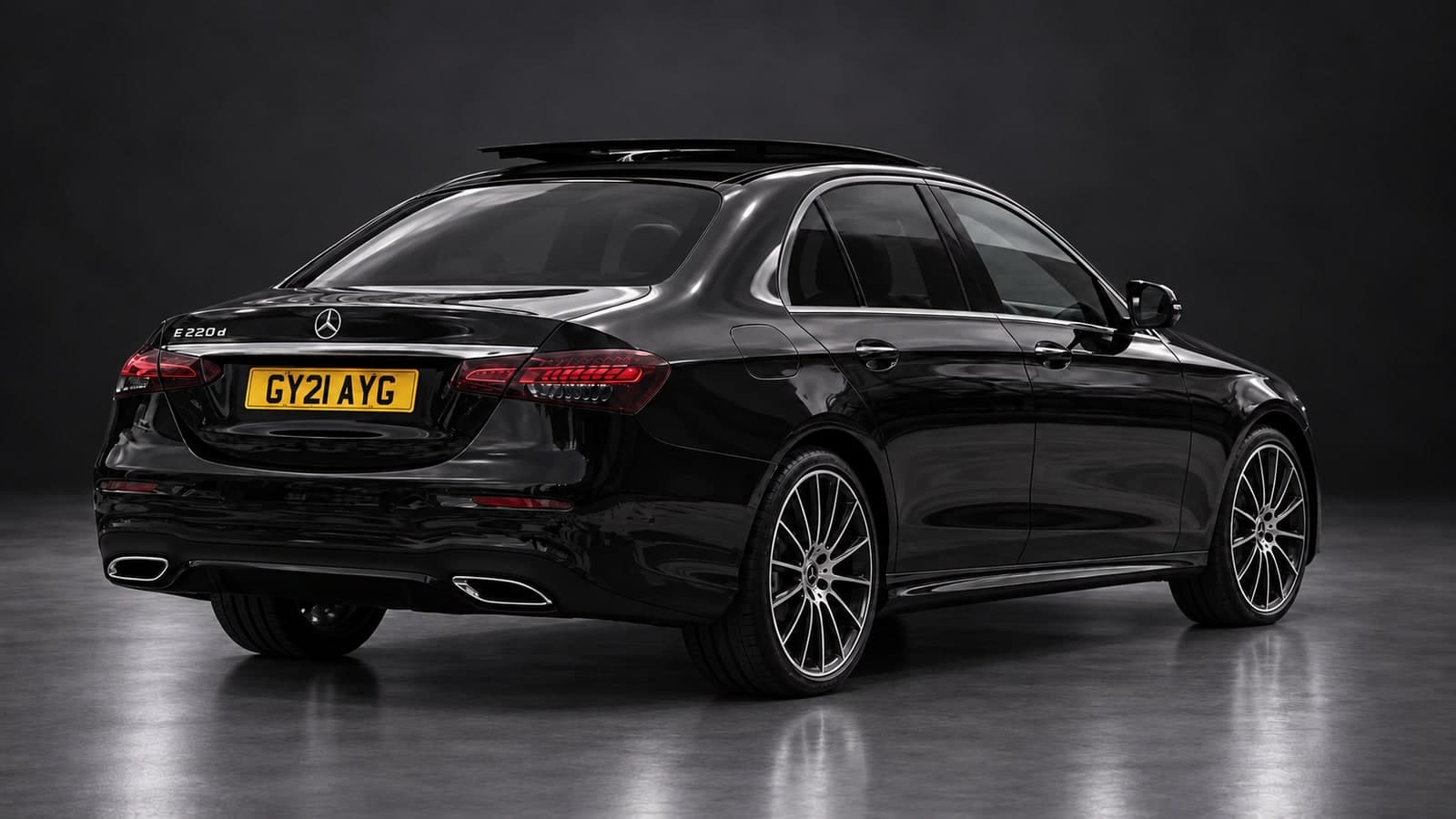 Mercedes-Benz E-Class AMG Line — rear three-quarter, studio