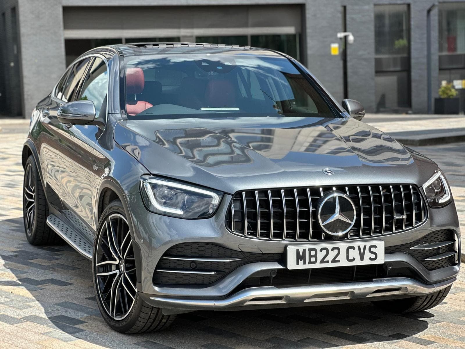 Grey Mercedes-AMG GLC 43 Coupé for performance SUV hire at CVS Car Hire