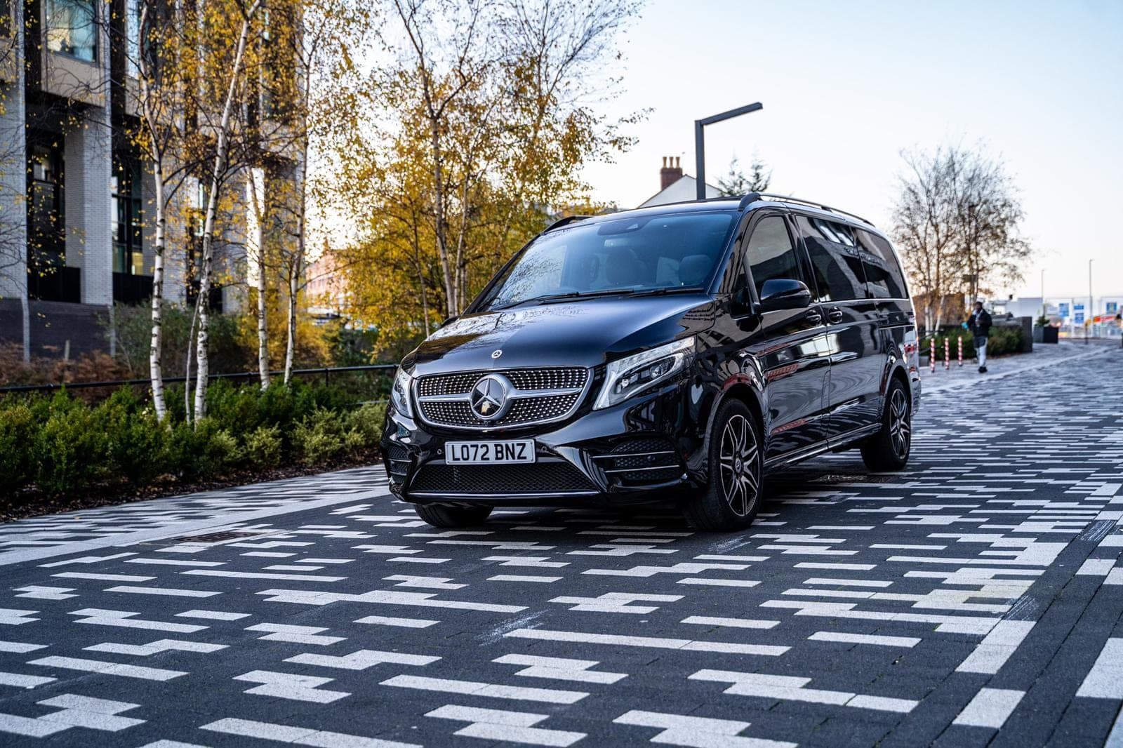 Black Mercedes-Benz V-Class for group travel and chauffeur hire at CVS Car Hire