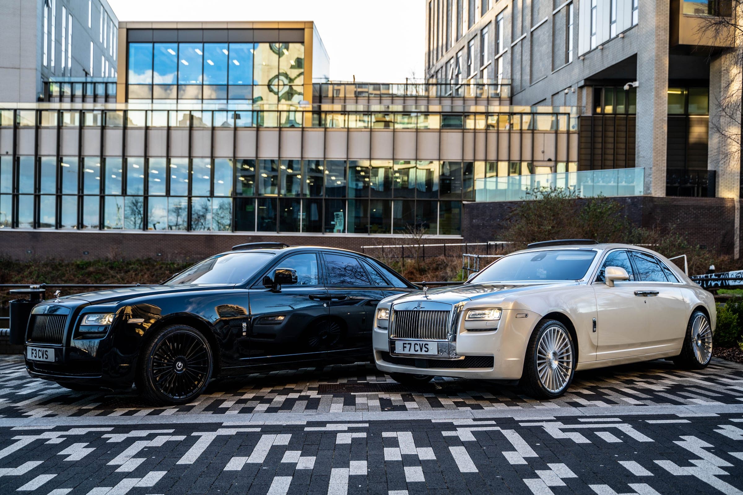 Black and champagne Rolls-Royce Ghosts from the CVS Car Hire fleet